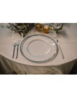 Silver Rim Glass Charger Plate