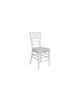 White Resin Chivari Chair w/ White Cushion