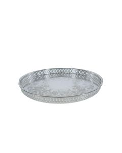 12" Round Silver Gallery Tray