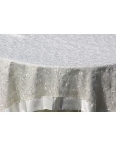 Ivory Vine Organza 54" x 54" Square Table linen with Satin border